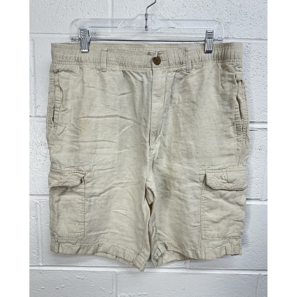Caribbean Cargo‎ Shorts Beige 100% Linen Beach / Men's 36